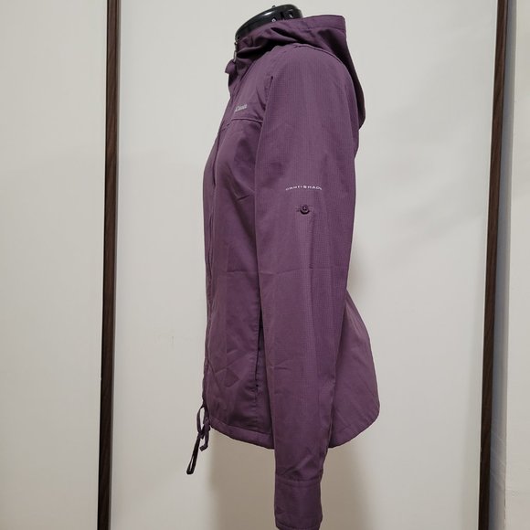 Women's Small Columbia Omni Shade Purple Zip Hooded Light Windbreaker Jacket - Picture 6 of 7